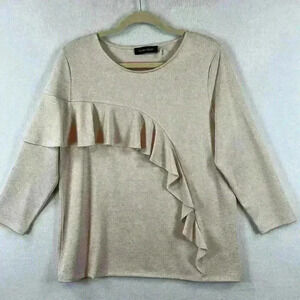 Ivanka Trump Women’s Blouse Top Large Champagne Pink Metallic Shine